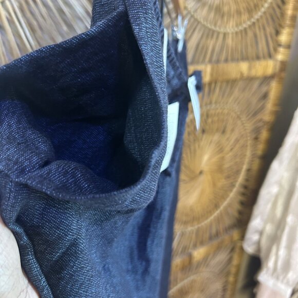 Eskandar NEW Drawstring Trouser Navy Blue Two-Toned Striated Linen Pant Size 2 - Picture 8 of 10